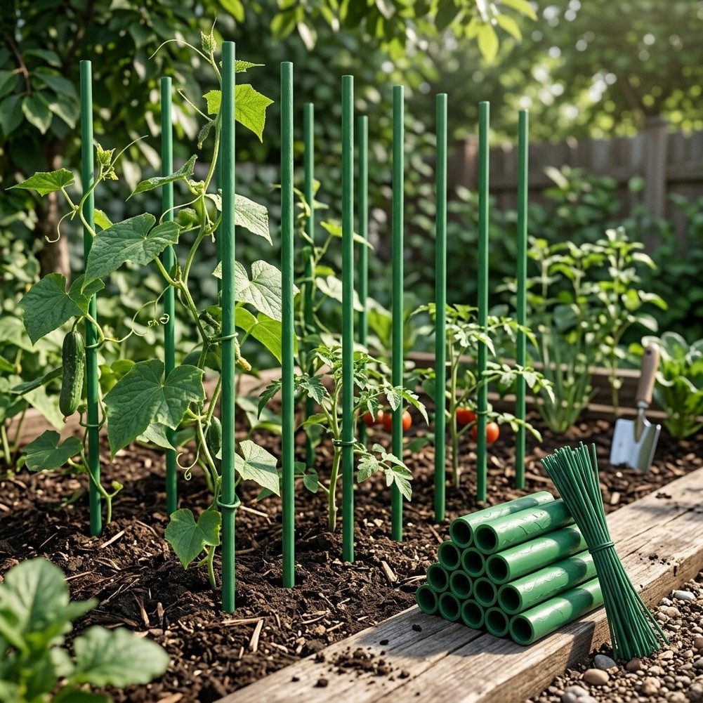 Plant Support Stake - Pflanzen-Kletterstützen-Set, Stangen, Verbindungsstücke mit Kabelbindern, Gartenpfähle,